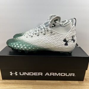 Under Armour Men's 13 Spotlight Clone 3.0 MC Football Cleats 3026334-105 WHT/GRN